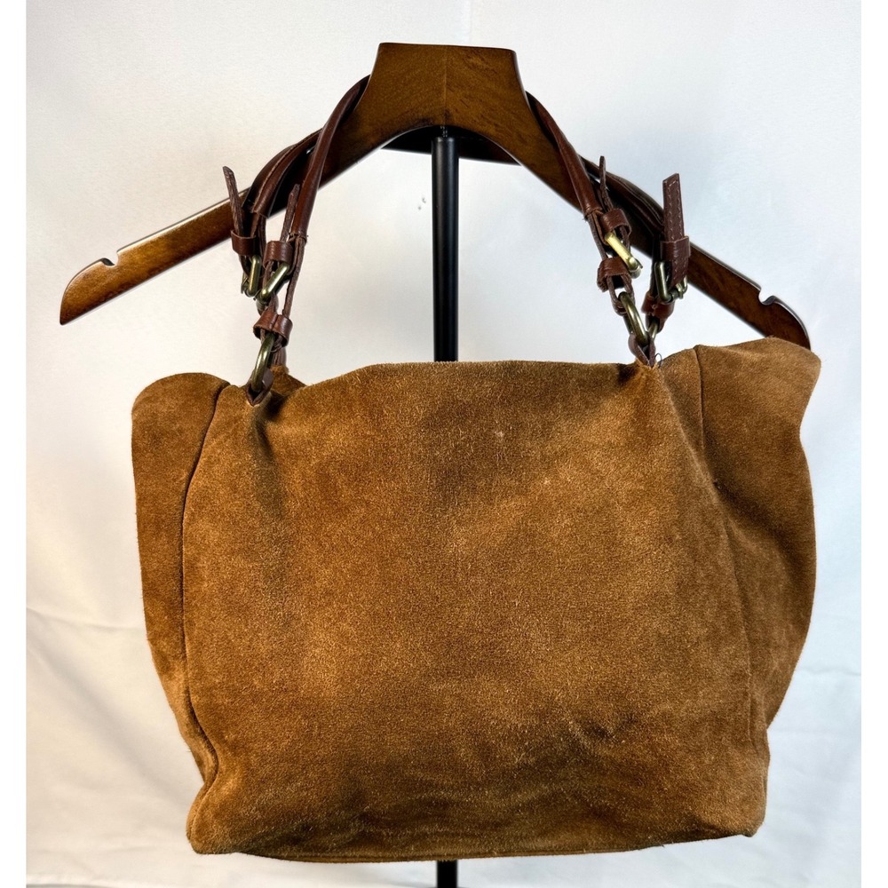 Lavorazione Artigianale Womens Brown Suede Leather Hobo Tote Bag Italy Boho